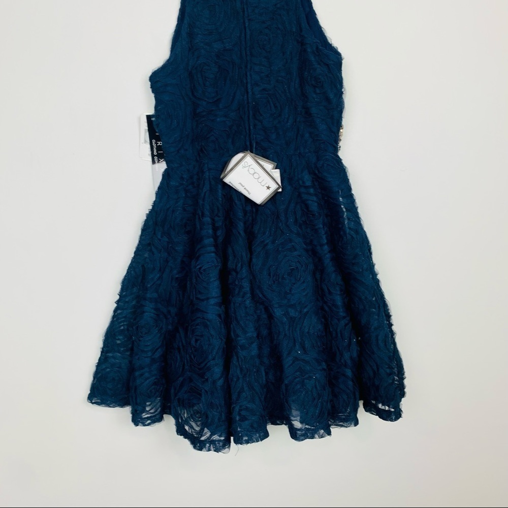 Trixxi | NWT Juniors Embellished Soutache Party Mini Fit Flare Navy Dress - Picture 11 of 13